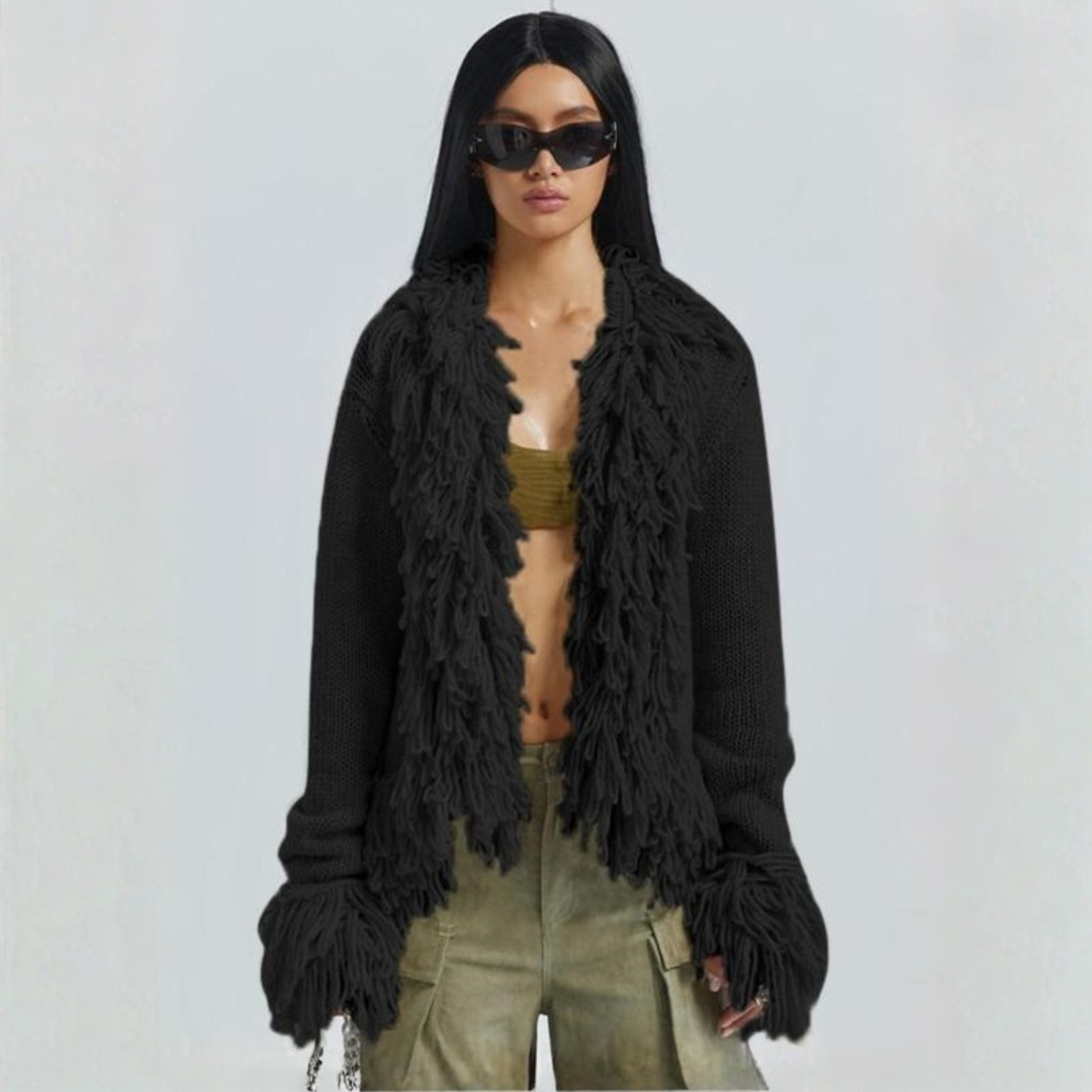 TALAYAH™ - Chic Fringe Long Sleeve Open Front Cardigan – Claire's
